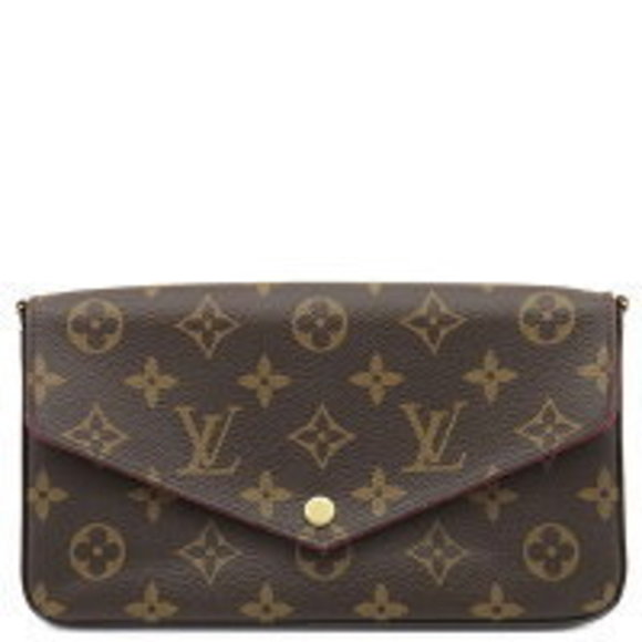Louis Vuitton Felicie Chain Wallet Pochette Red Brown Shoulder Bag - Picture 1 of 9
